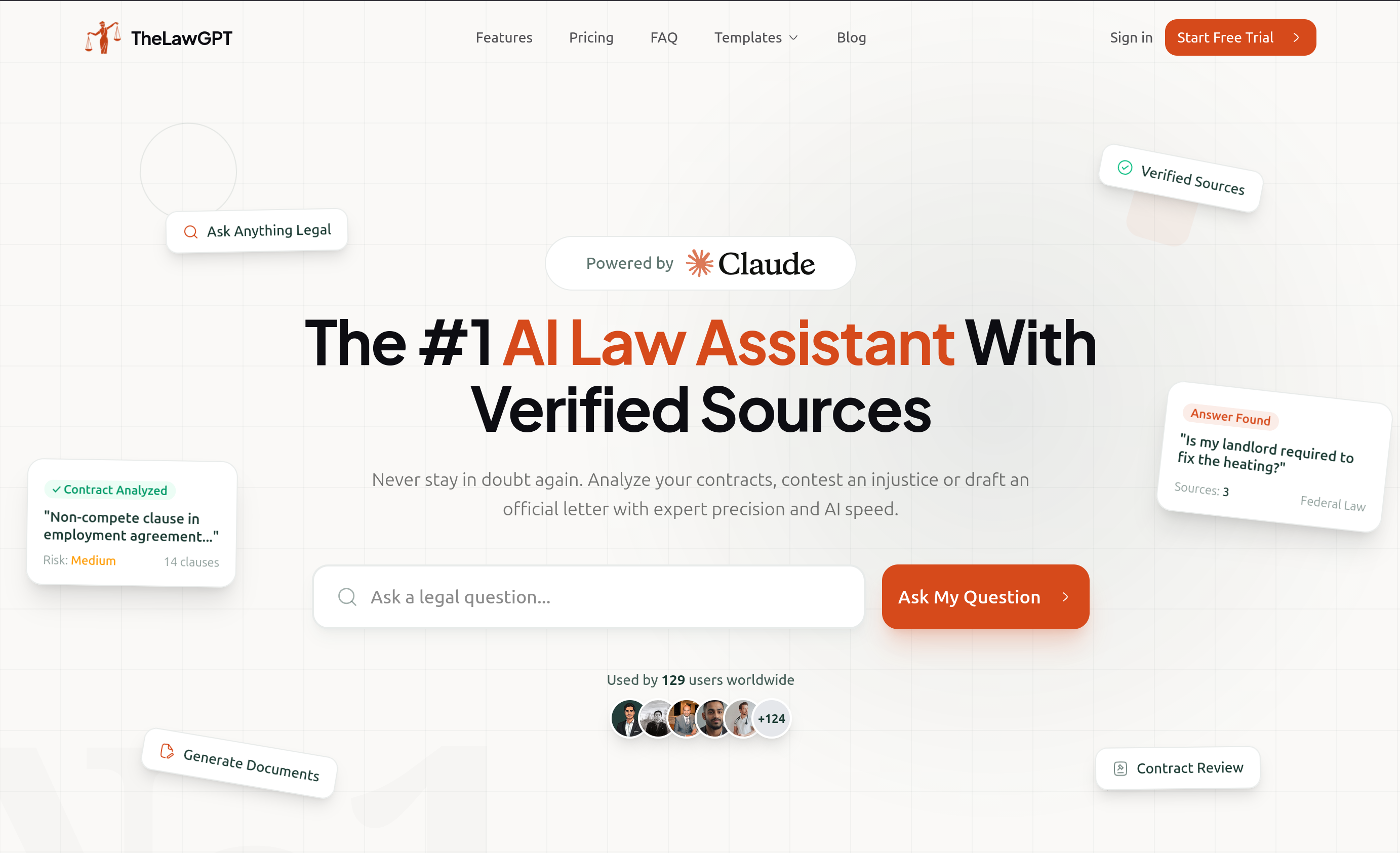 Screenshot of the TheLawGPT interface